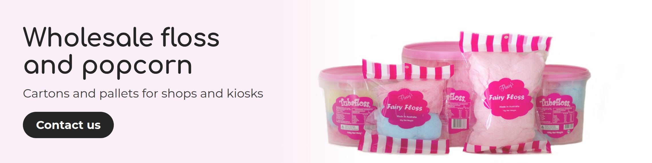Wholesale fairy floss and popcorn: cartons and pallets